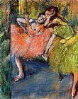 Edgar Degas Famous Paintings - Two Dancers in the Foyer